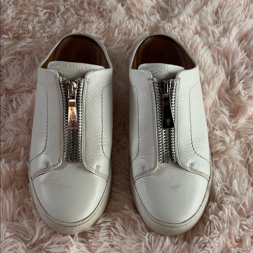 Frye Lena Zipper Mule White Leather - Picture 2 of 4